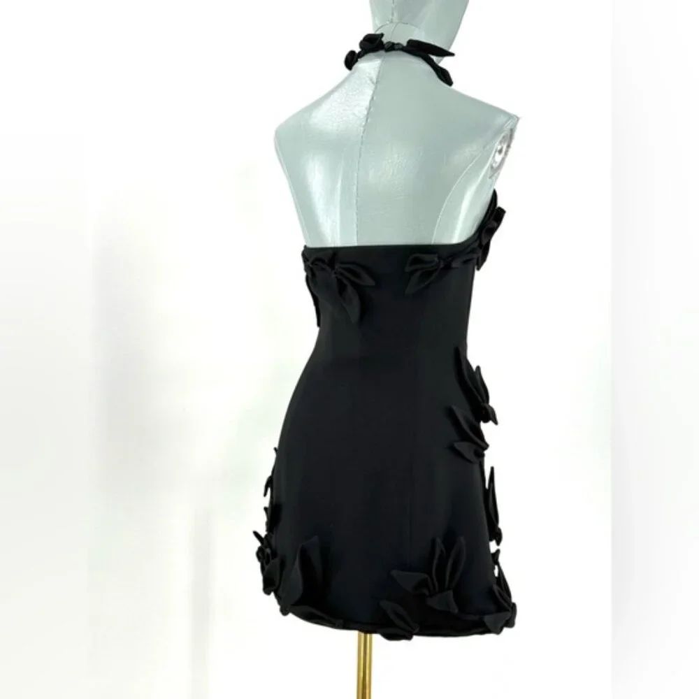 🆕 CULT GAIA 🧿 NWT Elliana Calla Lily Floral Appliqué Mini, Black - Sz 0